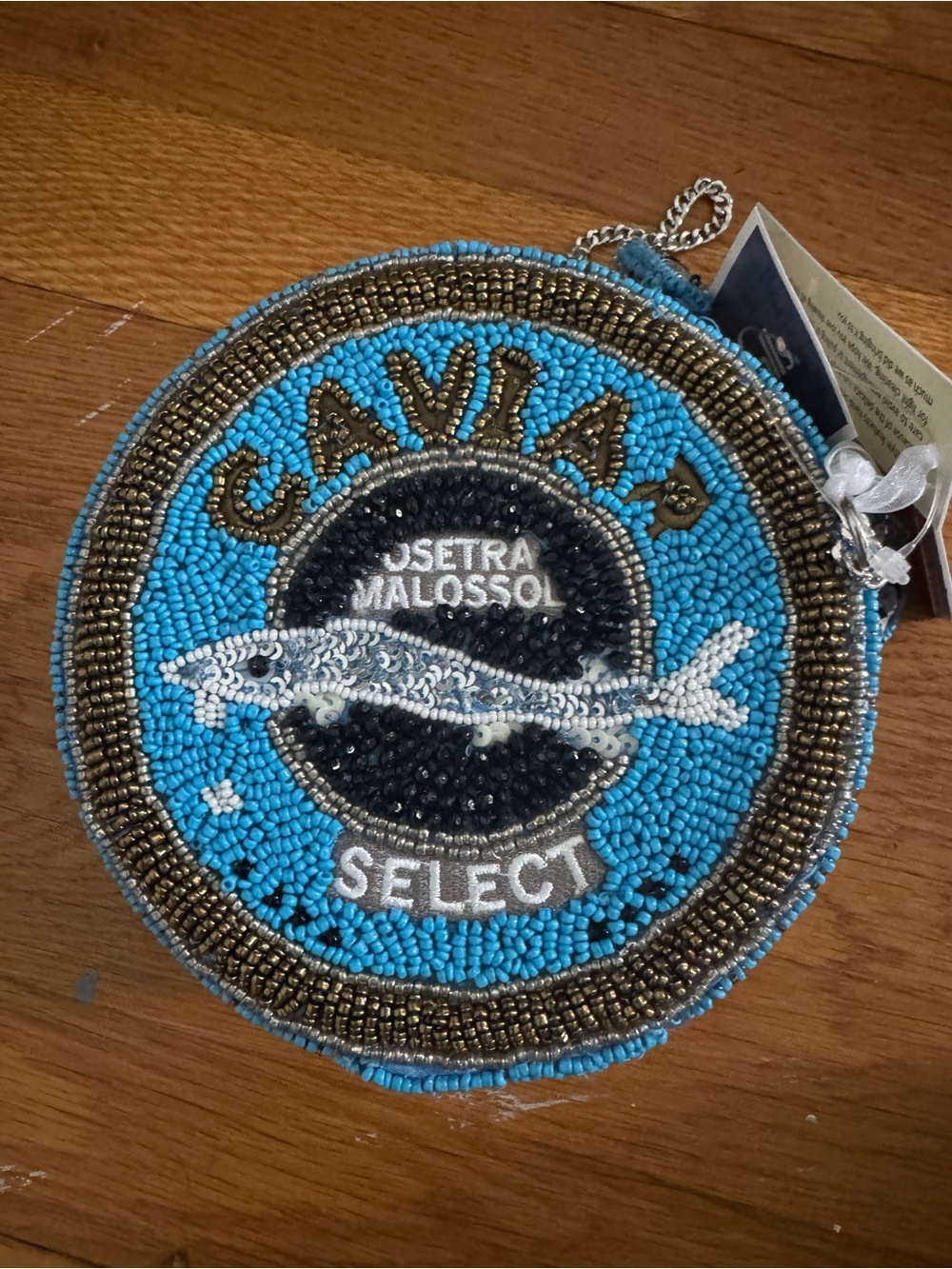 Viral Beaded bag Blue Caviar
